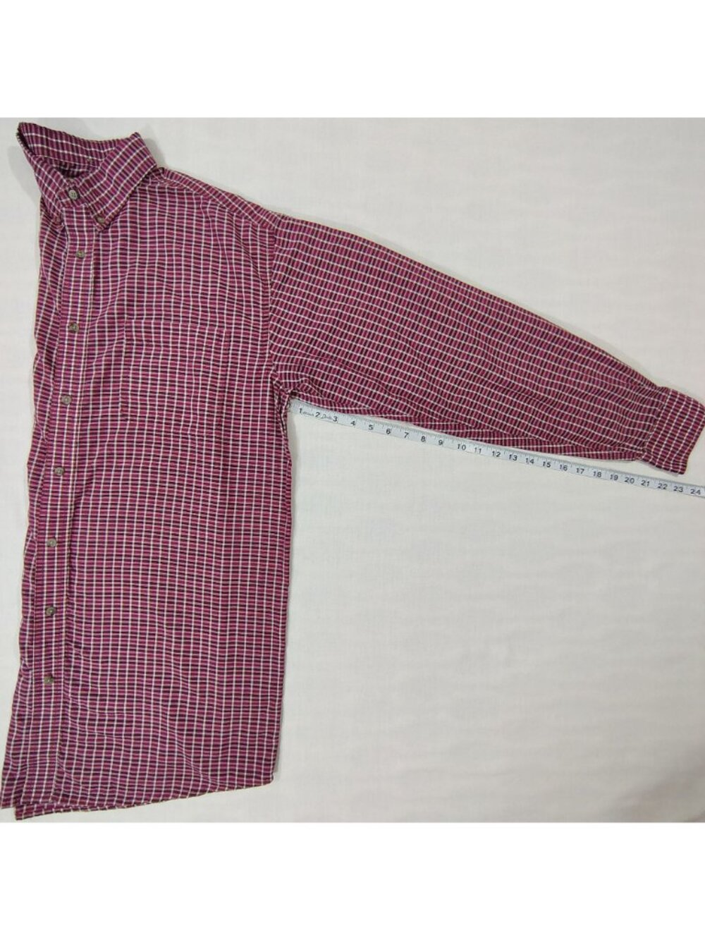 Vintage Wrangler Riata Button-Down Shirt Mens XXL Burgundy Plaid Long-Sleeve - Picture 11 of 15